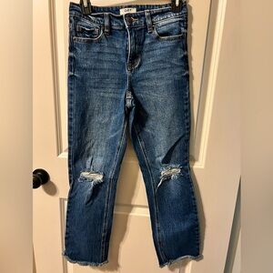 Oat Blue Distressed Women's Jeans Straight Leg 25 VGUC W 14” inseam 26.5”